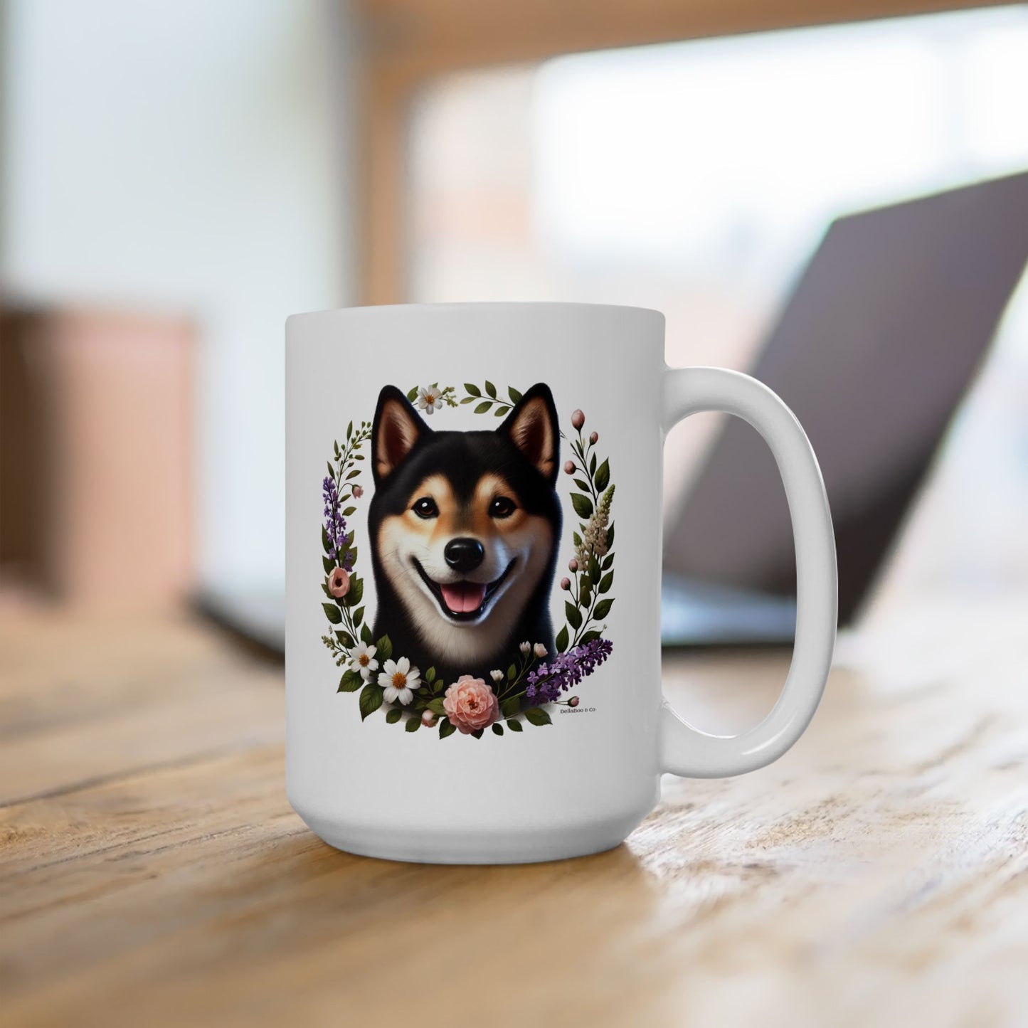 Spring Shiba Inu Floral Ceramic Mug