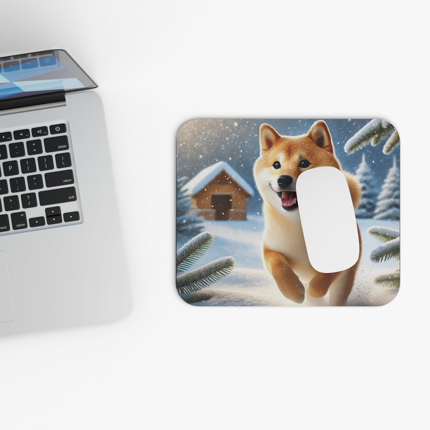 Shiba Inu Snowy Winter Wonderland Mouse Pad