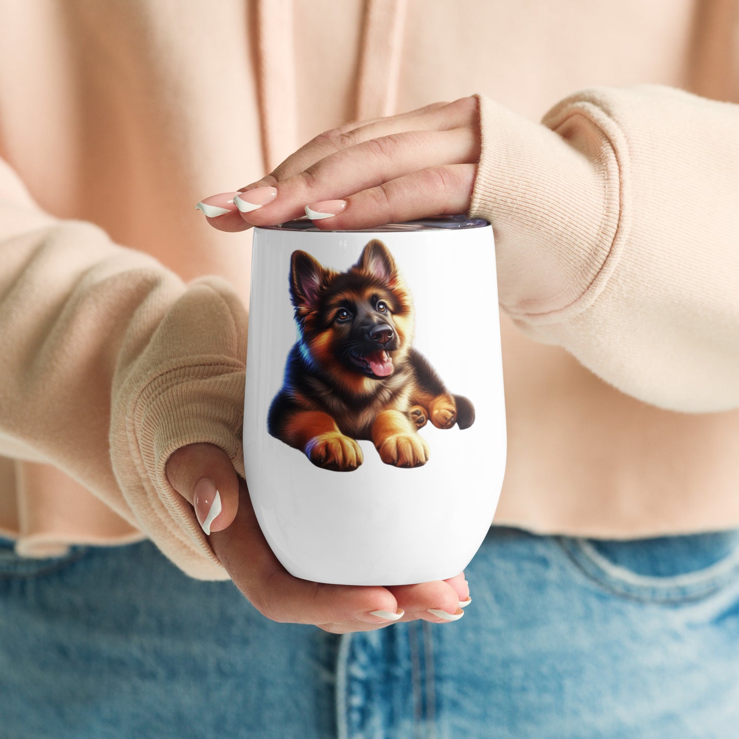 German Shepherd Stainless Steel Wine Tumbler – 12oz Insulated, Double-Wall for Perfect Temperature - BellaBoo & Co