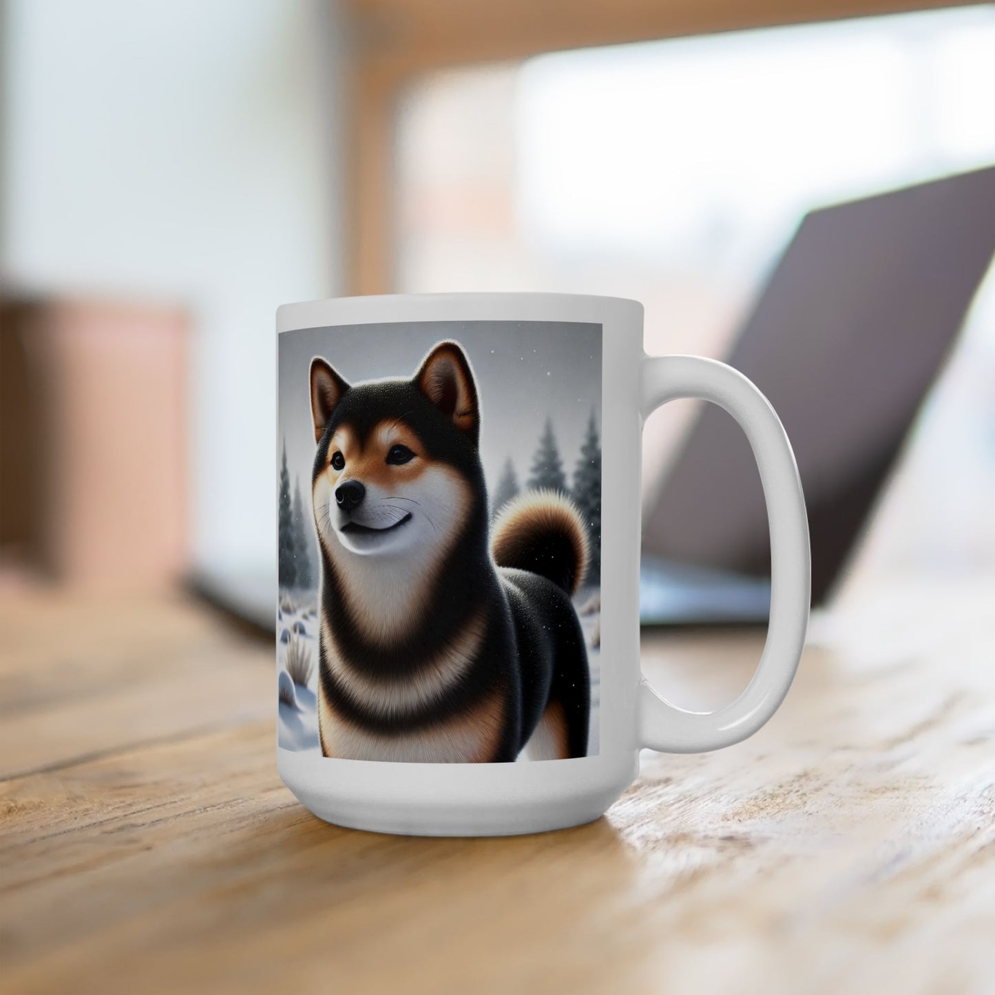 Cozy Winter Black & Tan Shiba Inu Mug