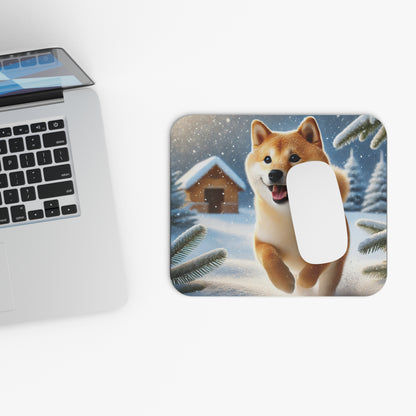 Shiba Inu Snowy Winter Wonderland Mouse Pad