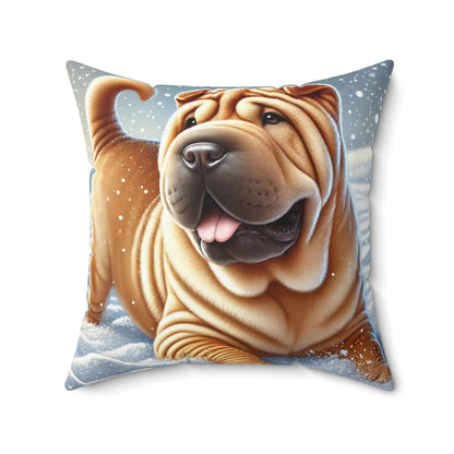 Shar Pei Snowy Winter Wonderland Pillow