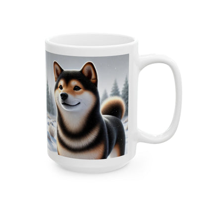 Cozy Winter Black & Tan Shiba Inu Mug