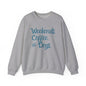 "Weekend. Coffee. & Dogs." - Your Cozy Trio Essentials! Women's Pullover Sweatshirt in (Dark Teal Text) Sport Gray