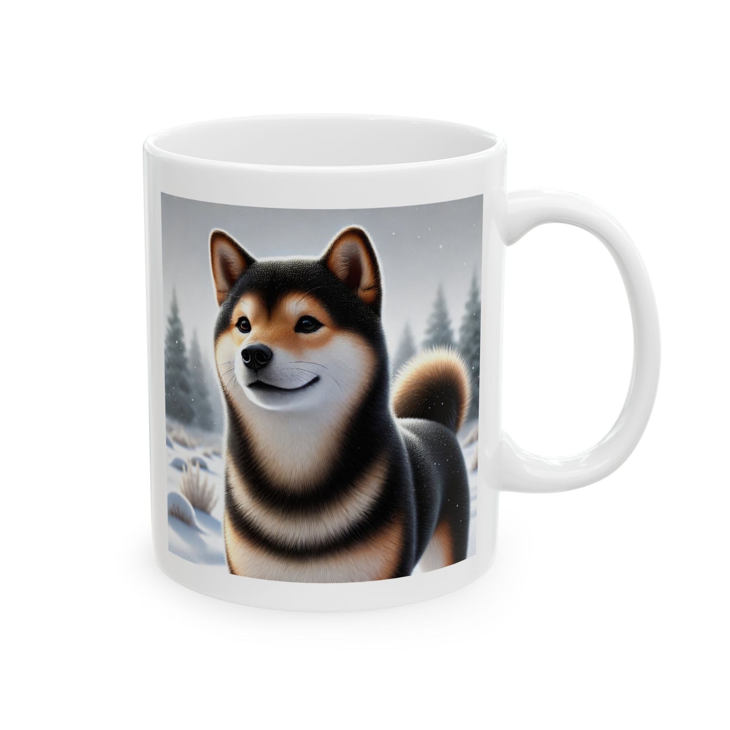 Cozy Winter Black & Tan Shiba Inu Mug