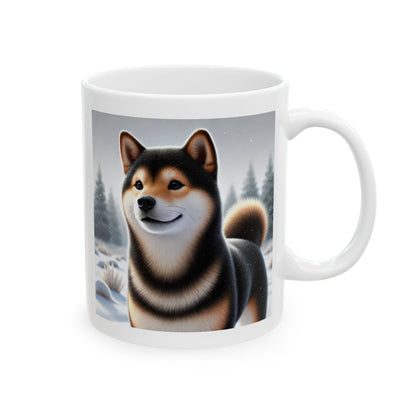 Cozy Winter Black & Tan Shiba Inu Mug