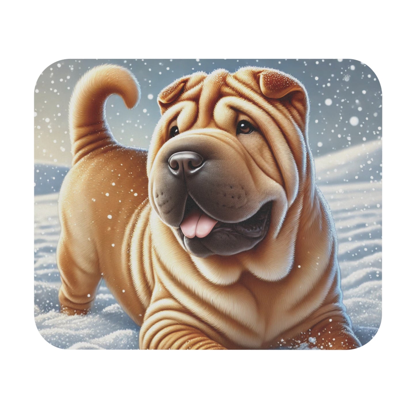 Shar Pei Snowy Winter Wonderland Mouse Pad