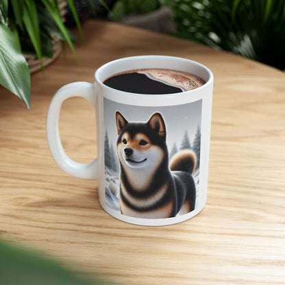 Cozy Winter Black & Tan Shiba Inu Mug