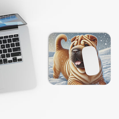 Shar Pei Snowy Winter Wonderland Mouse Pad