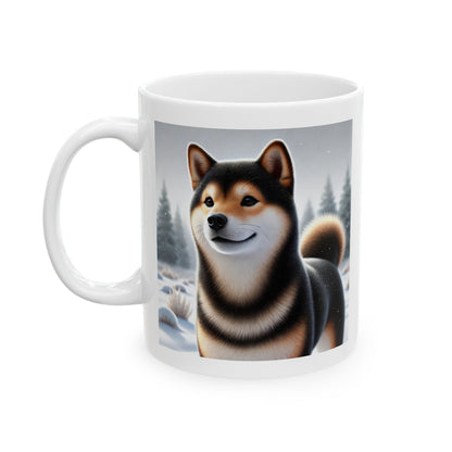 Cozy Winter Black & Tan Shiba Inu Mug