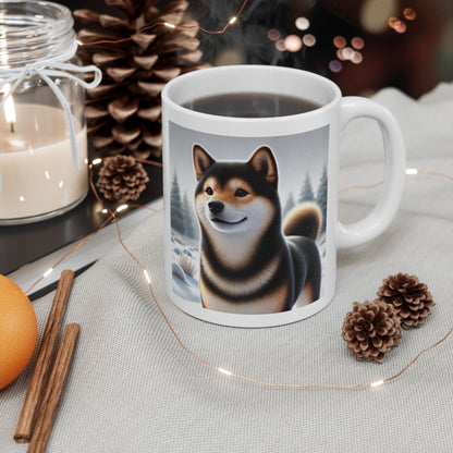Cozy Winter Black & Tan Shiba Inu Mug