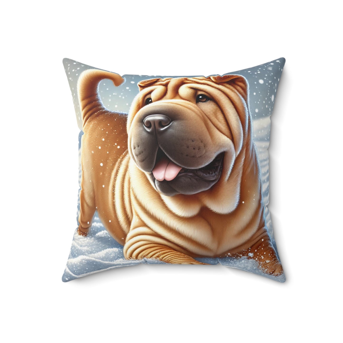 Shar Pei Snowy Winter Wonderland Pillow