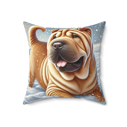 Shar Pei Snowy Winter Wonderland Pillow