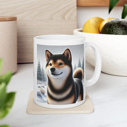 Cozy Winter Black & Tan Shiba Inu Mug