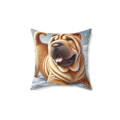 Shar Pei Snowy Winter Wonderland Pillow