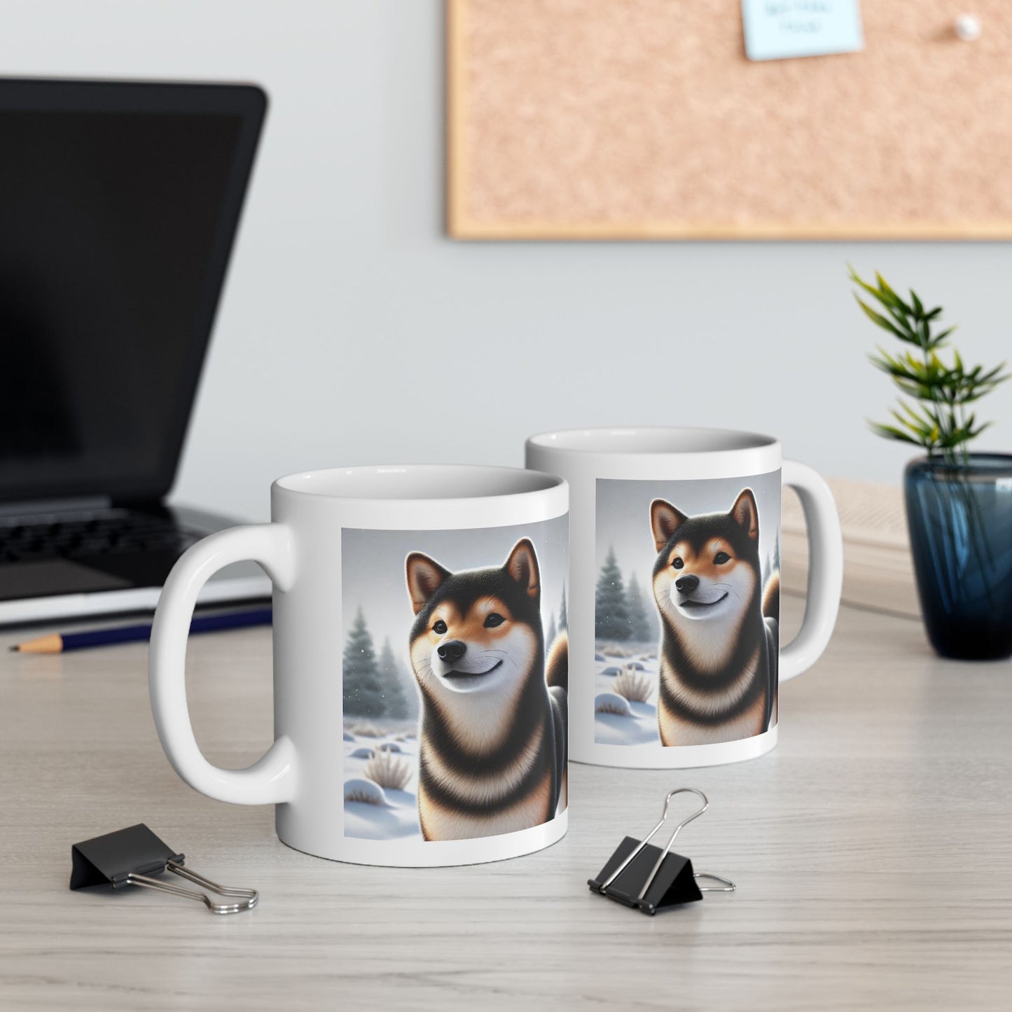 Cozy Winter Black & Tan Shiba Inu Mug
