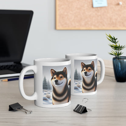 Cozy Winter Black & Tan Shiba Inu Mug