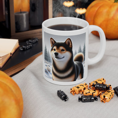 Cozy Winter Black & Tan Shiba Inu Mug