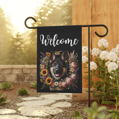 German Shepherd "Welcome" Garden Flag – Spring Floral