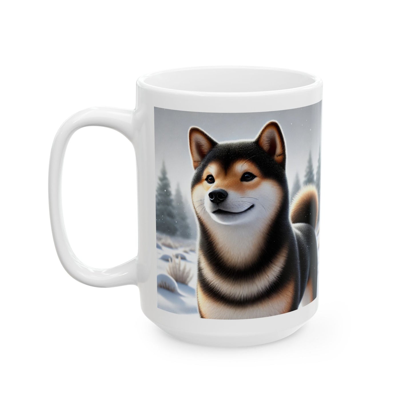 Cozy Winter Black & Tan Shiba Inu Mug