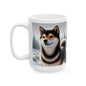Cozy Winter Black & Tan Shiba Inu Mug