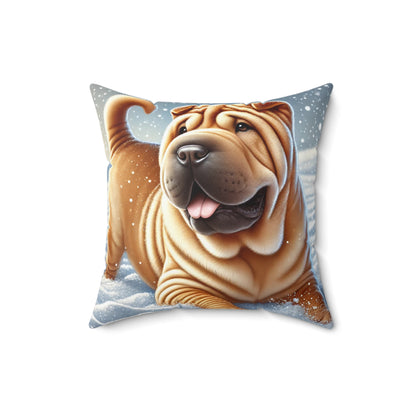 Shar Pei Snowy Winter Wonderland Pillow