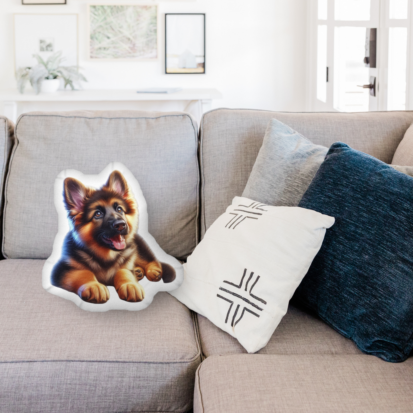 Cozy Black & Tan German Shepherd Shaped Pillow