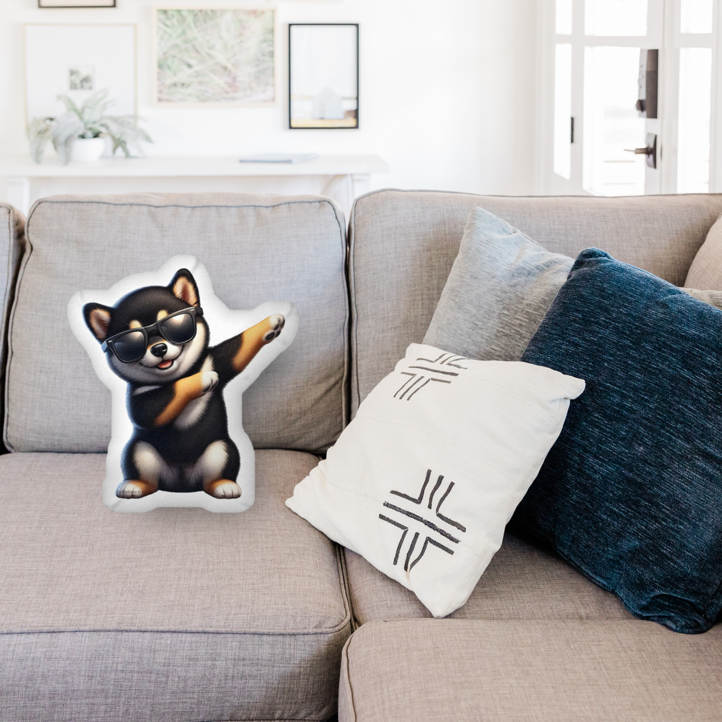 Black & Tan Shiba Dab Pillow