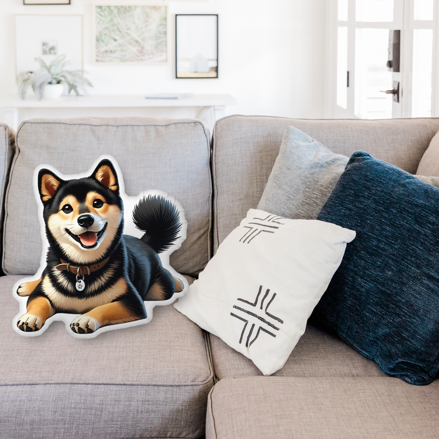 Cozy Black & Tan Shiba Inu Pillow