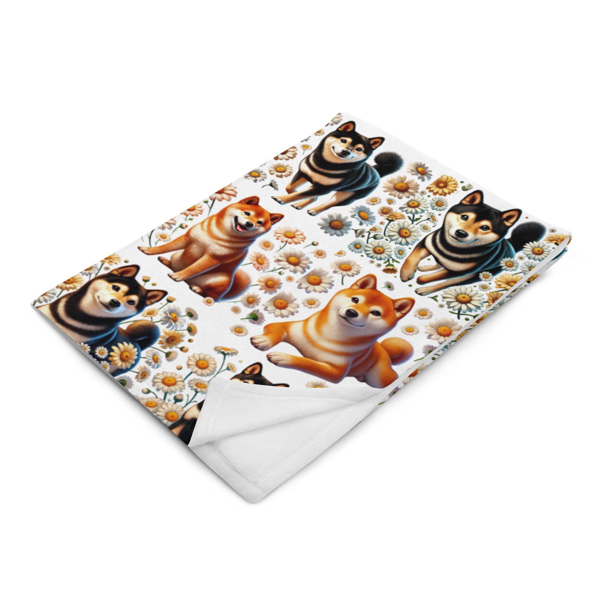 Shiba Inu & Daisy Throw Blanket – Cozy and Stylish Home Decor - BellaBoo & Co
