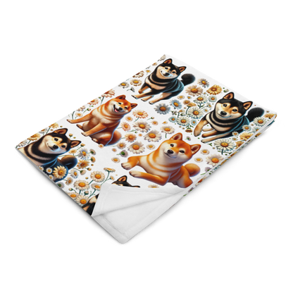 Shiba Inu & Daisy Throw Blanket – Cozy and Stylish Home Decor - BellaBoo & Co