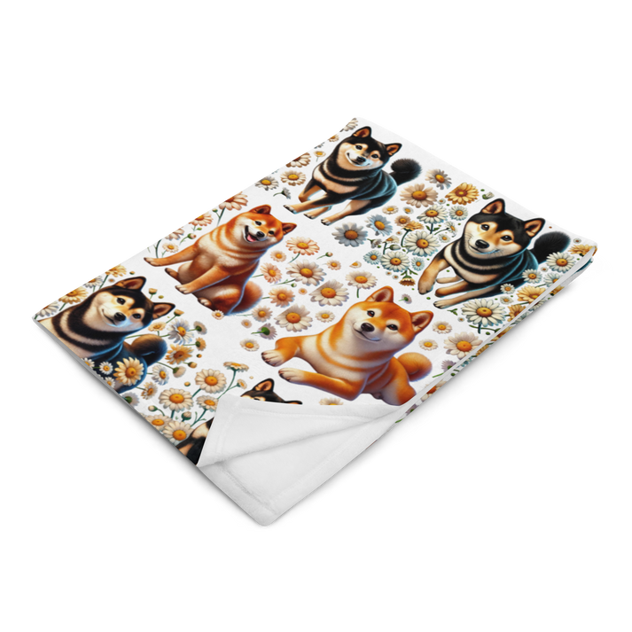 Shiba Inu Dog Pupppy Pattern Print Hooded Blanket