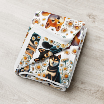 Shiba Inu & Daisy Throw Blanket – Cozy and Stylish Home Decor - BellaBoo & Co