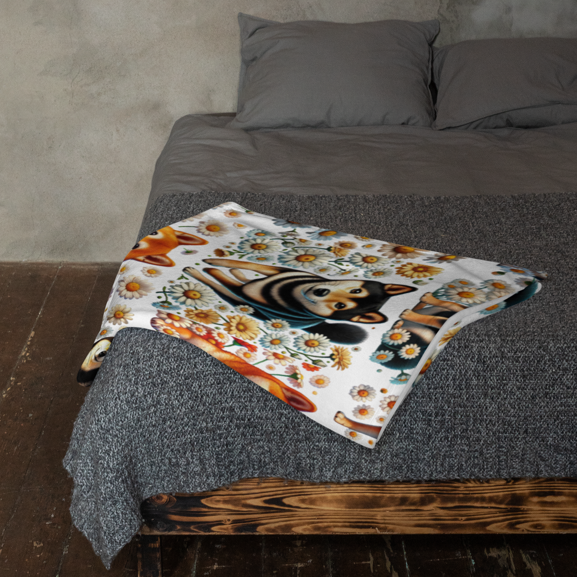 Shiba Inu & Daisy Throw Blanket – Cozy and Stylish Home Decor - BellaBoo & Co