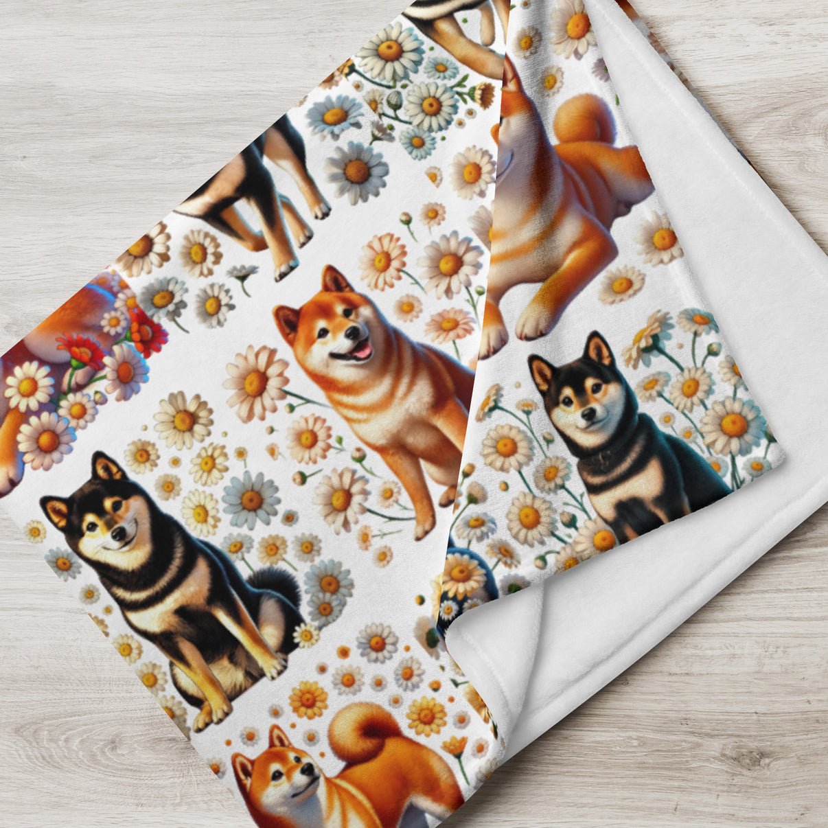 Shiba Inu Dog Pupppy Pattern Print Blanket