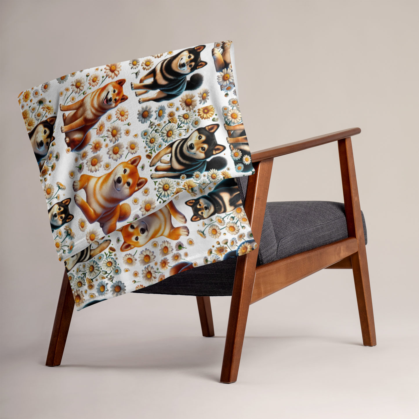 Shiba Inu & Daisy Throw Blanket – Cozy and Stylish Home Decor - BellaBoo & Co