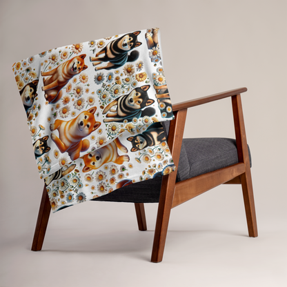 Shiba Inu & Daisy Throw Blanket – Cozy and Stylish Home Decor - BellaBoo & Co