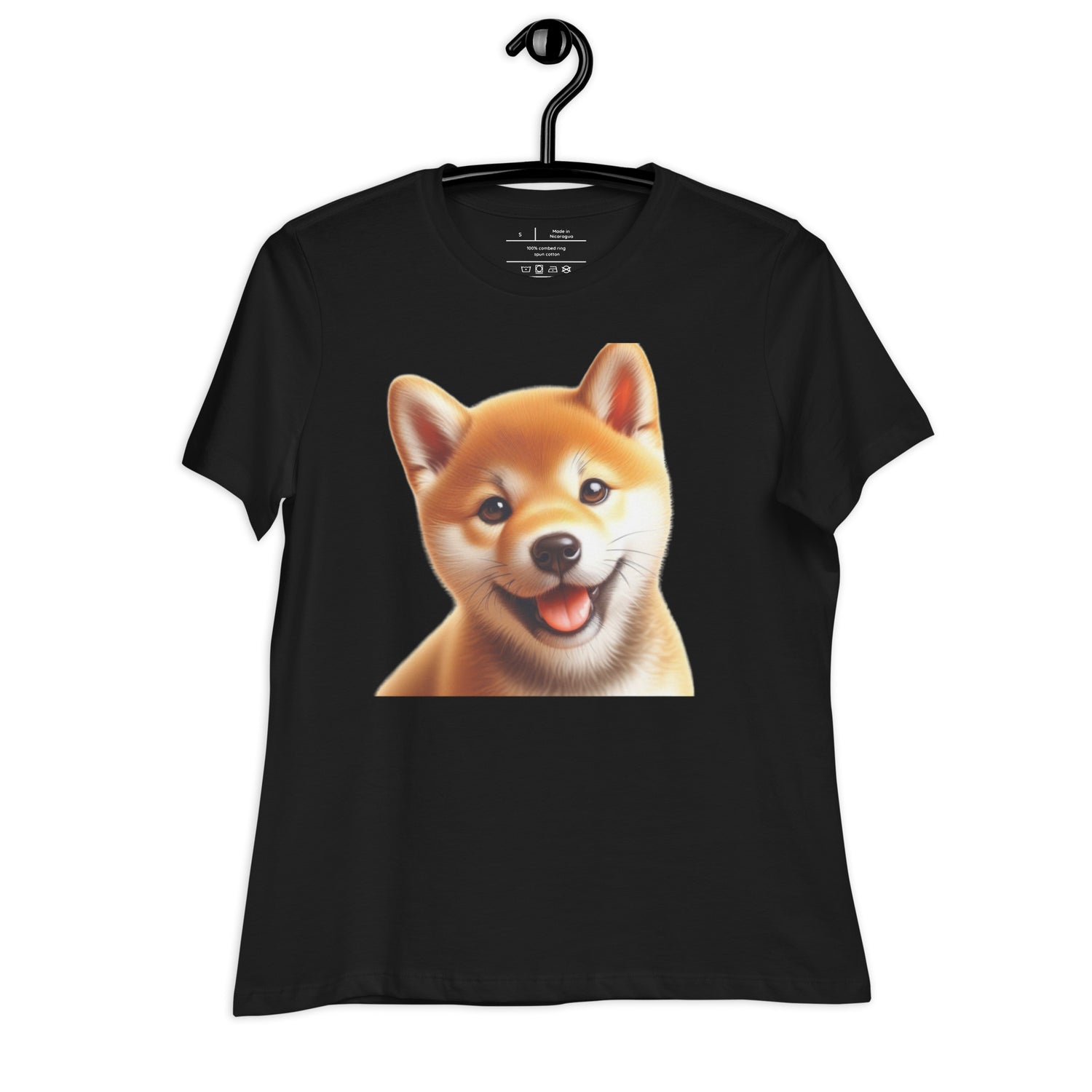 Shiba Inu Women's Relaxed Black T-Shirt – Ultra-Soft, Effortless Style - BellaBoo & Co